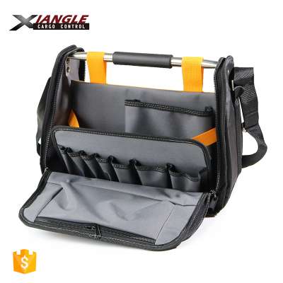 Open Tool Tote waterproof 600d oxford fabric Heavy duty Rigid Waterproof Plastic Base electrician Handle tool bag